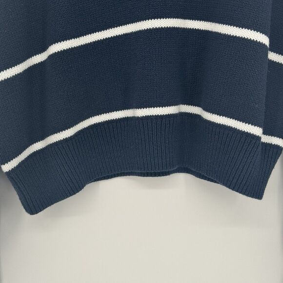 Hollister Women’s Easy Crew Sweater Navy Blue White Striped Size S - Picture 4 of 9